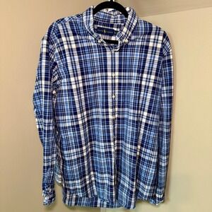 Ralph Lauren Mens XL‎ Blue White Plaid Button Down Long Sleeve Shirt Classic Fit